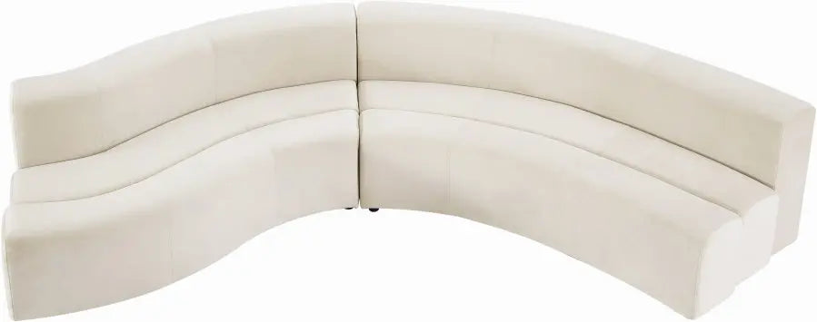 Curl Velvet 2 Piece Sectional In Cream - ATL FURNITURE