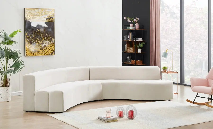 Curl Velvet 2 Piece Sectional In Cream - ATL FURNITURE