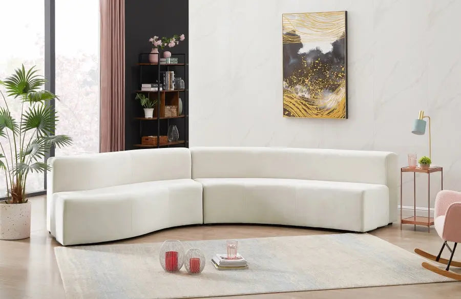 Curl Velvet 2 Piece Sectional In Cream - ATL FURNITURE