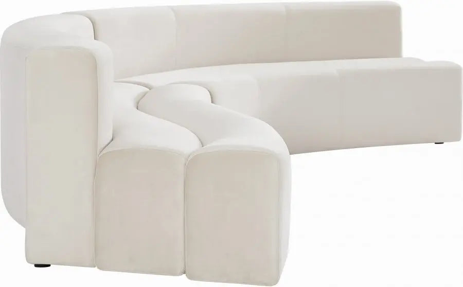 Curl Velvet 2 Piece Sectional In Cream - ATL FURNITURE