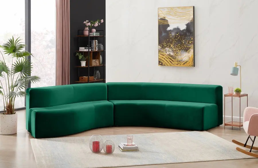 Curl Velvet 2 Piece Sectional In Green - ATL FURNITURE