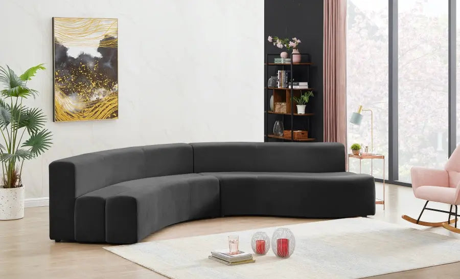 Curl Velvet 2 Piece Sectional In Grey - ATL FURNITURE