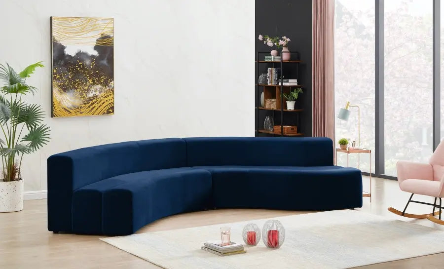 Curl Velvet 2 Piece Sectional In Navy - ATL FURNITURE