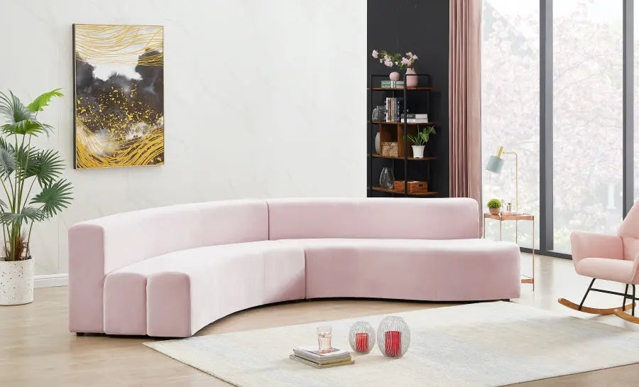 Curl Velvet 2 Piece Sectional In Pink - ATL FURNITURE