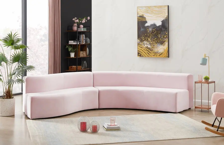 Curl Velvet 2 Piece Sectional In Pink - ATL FURNITURE