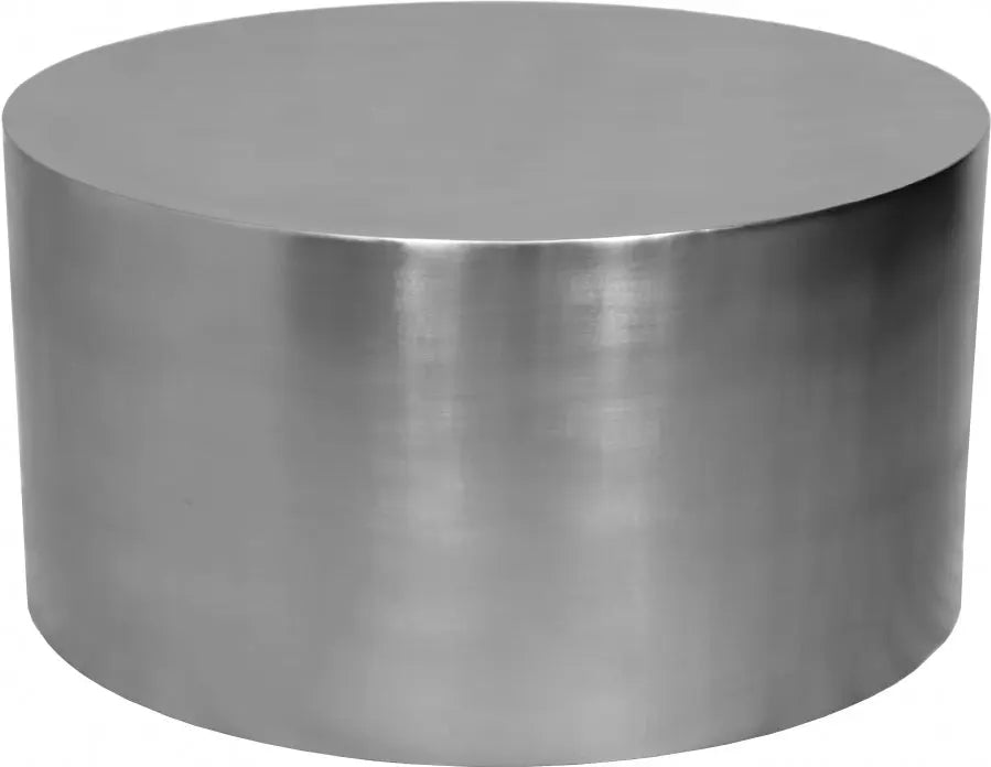 Cylinder Coffee Table In Brushed Chrome - ATL FURNITURE