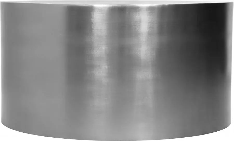 Cylinder Coffee Table In Brushed Chrome - ATL FURNITURE
