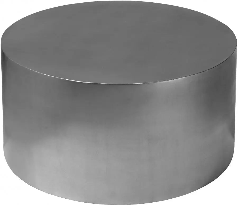 Cylinder Coffee Table In Brushed Chrome - ATL FURNITURE
