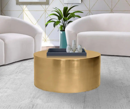 Cylinder End Table In Brushed Gold - ATL FURNITURE