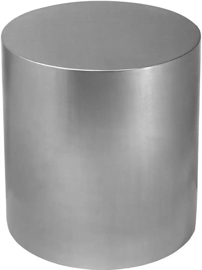 Cylinder End Table In Brushed Chrome - ATL FURNITURE