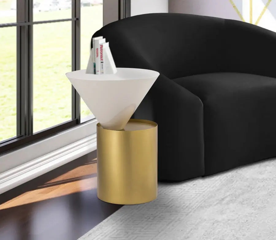 Damon End Table In Brushed Brass - 268-E - ATL FURNITURE