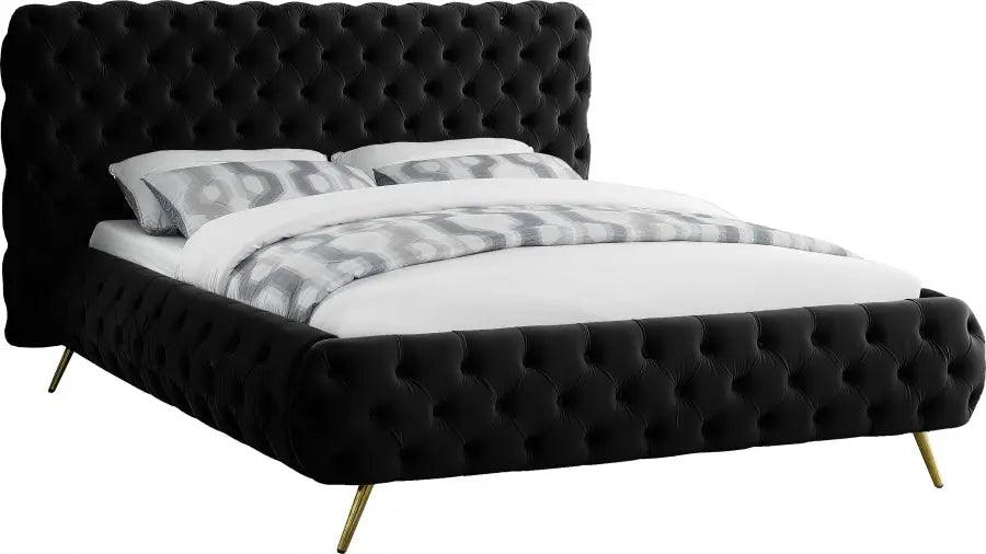 Delano Velvet King Bed In Black - ATL FURNITURE