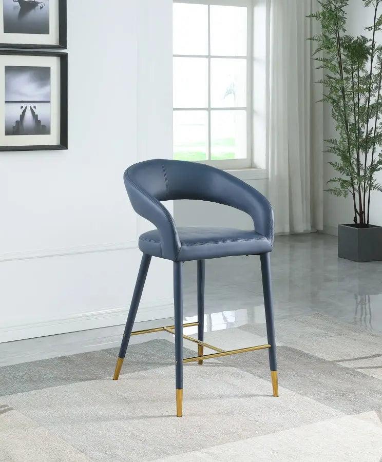 Destiny Faux Leather Stool In Navy - 541Navy-C - ATL FURNITURE