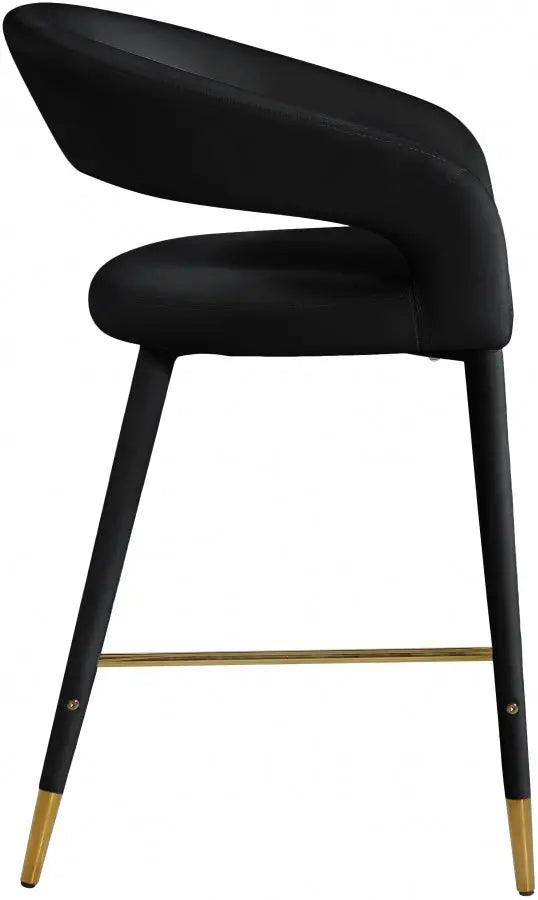 Destiny Velvet Stool In Black - 540Black-C - ATL FURNITURE