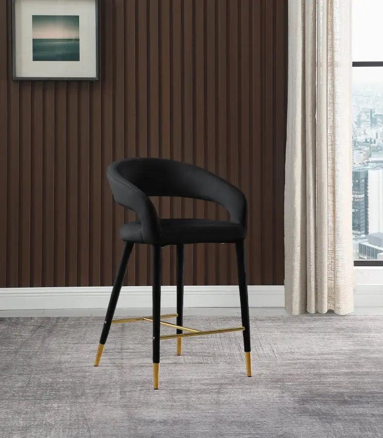 Destiny Velvet Stool In Black - 540Black-C - ATL FURNITURE