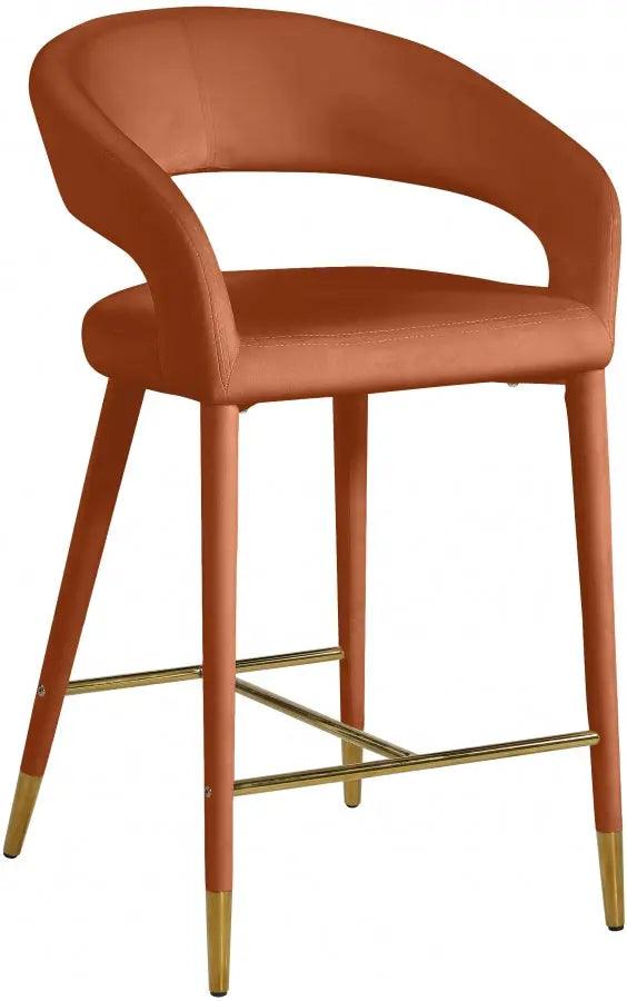 Destiny Velvet Stool In Cognac - 540Cognac-C - ATL FURNITURE