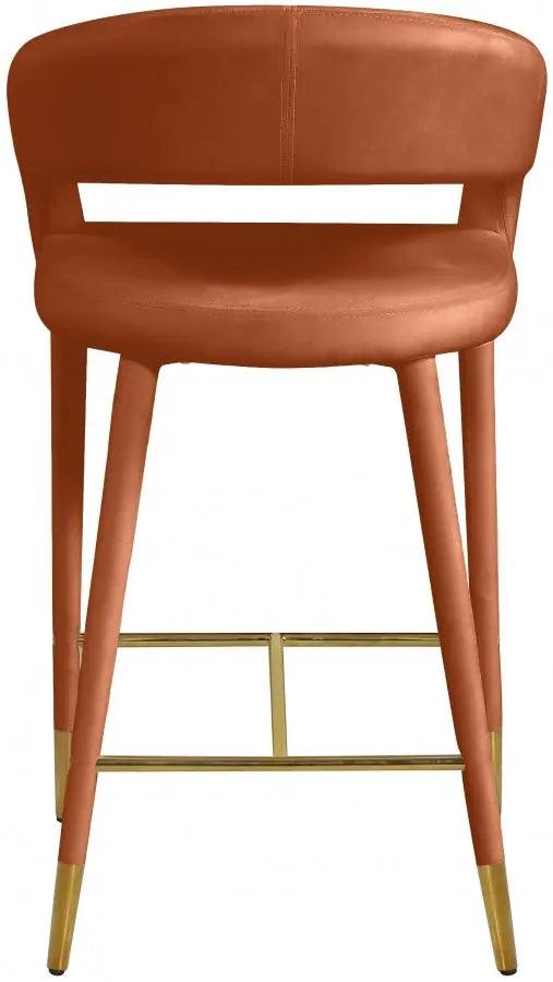 Destiny Velvet Stool In Cognac - 540Cognac-C - ATL FURNITURE