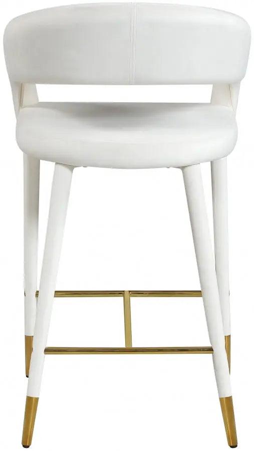 Destiny Velvet Stool In Cream - ATL FURNITURE