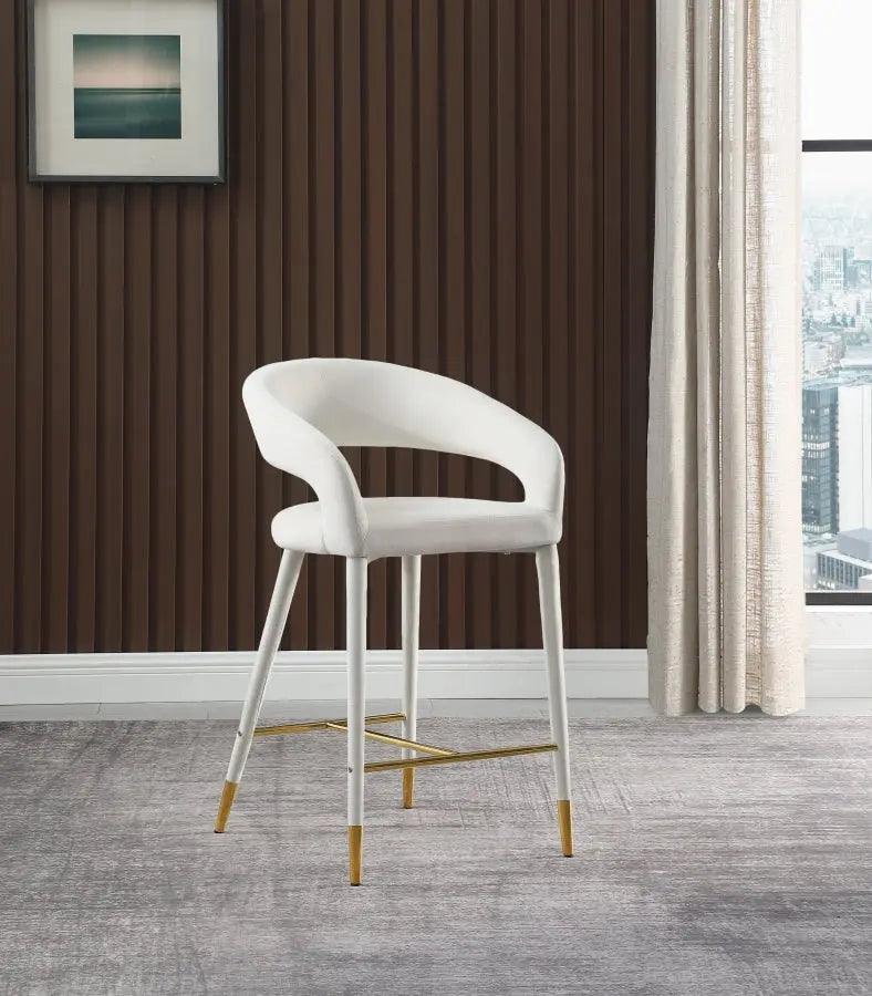 Destiny Velvet Stool In Cream - ATL FURNITURE