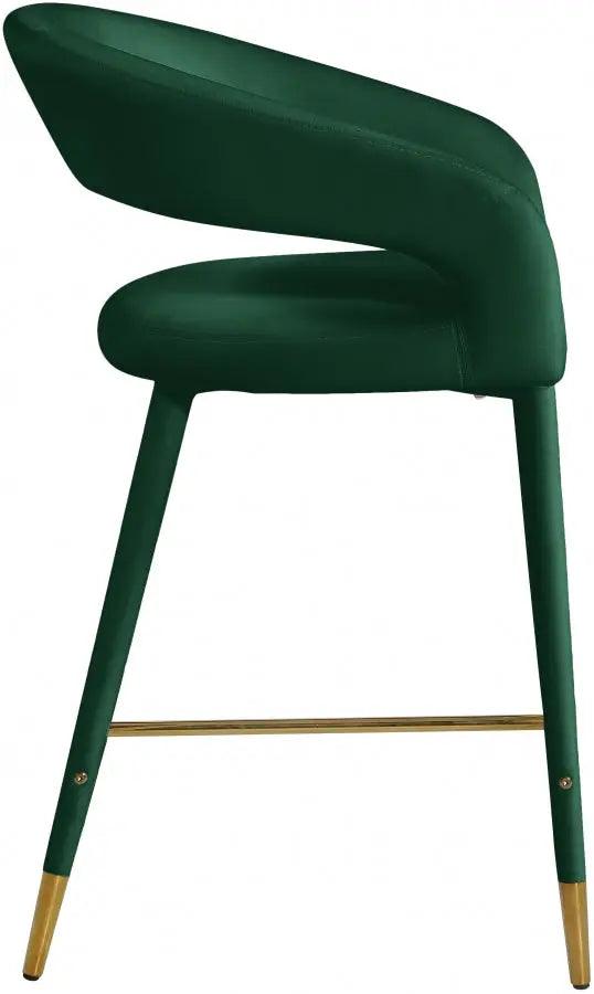 Destiny Velvet Stool In Green - 540Green-C - ATL FURNITURE