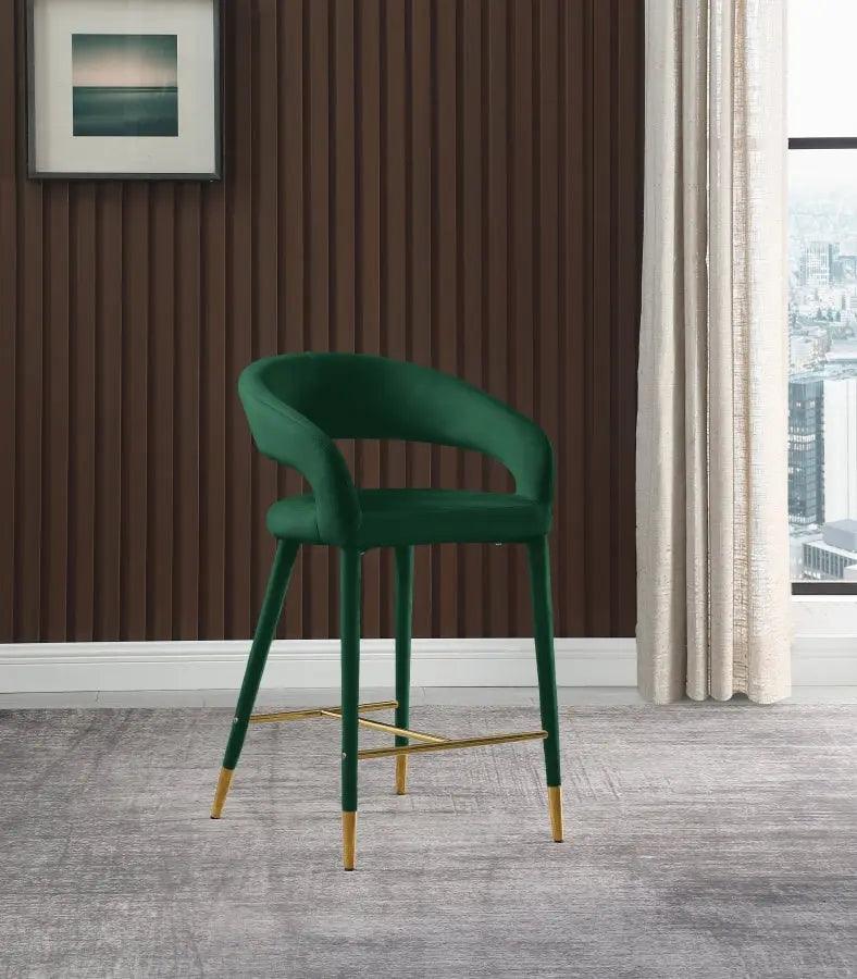 Destiny Velvet Stool In Green - 540Green-C - ATL FURNITURE