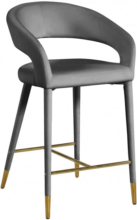 Destiny Velvet Stool In Grey - 540Grey-C - ATL FURNITURE