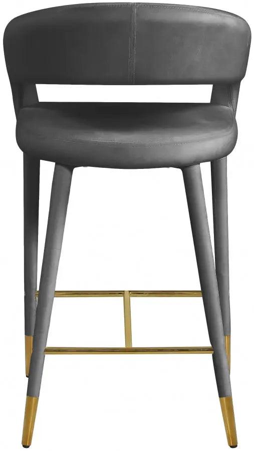 Destiny Velvet Stool In Grey - 540Grey-C - ATL FURNITURE