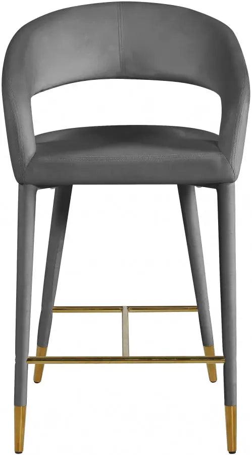 Destiny Velvet Stool In Grey - 540Grey-C - ATL FURNITURE