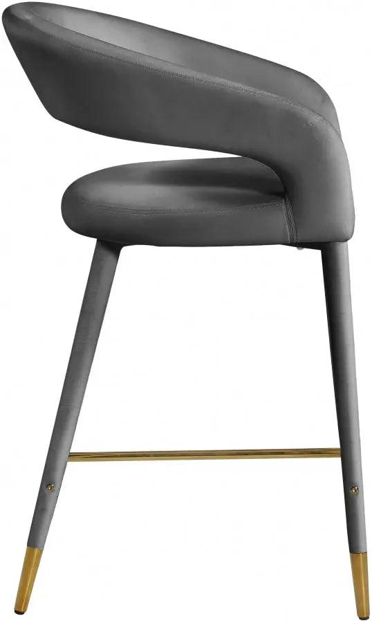 Destiny Velvet Stool In Grey - 540Grey-C - ATL FURNITURE