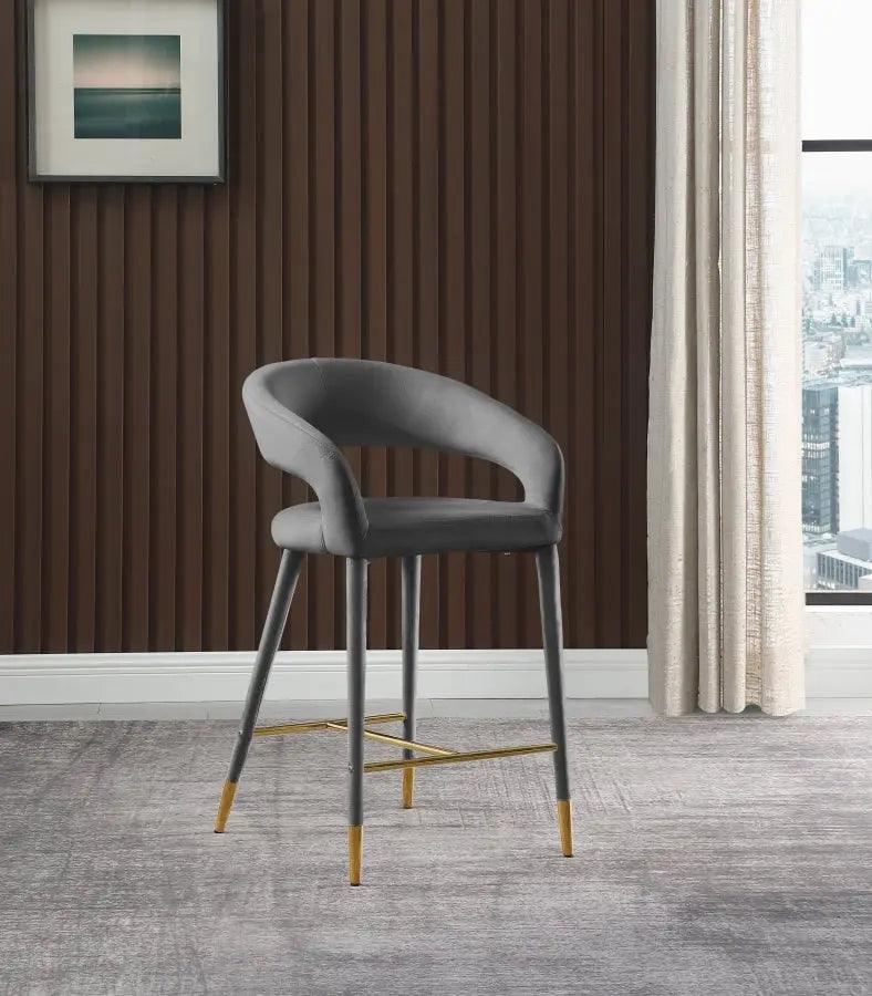 Destiny Velvet Stool In Grey - 540Grey-C - ATL FURNITURE