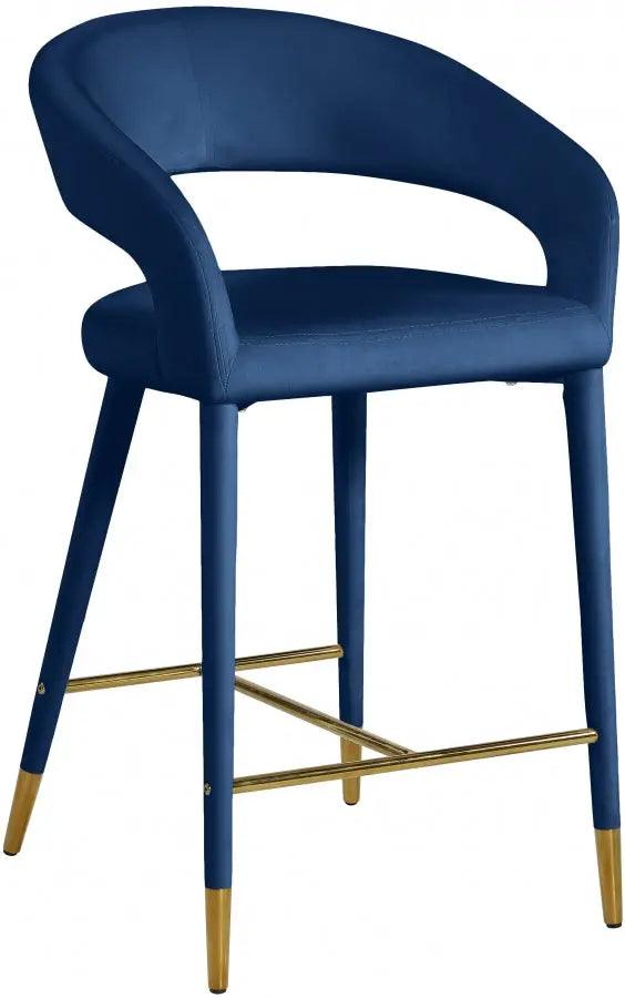 Destiny Velvet Stool In Navy - 540Navy-C - ATL FURNITURE