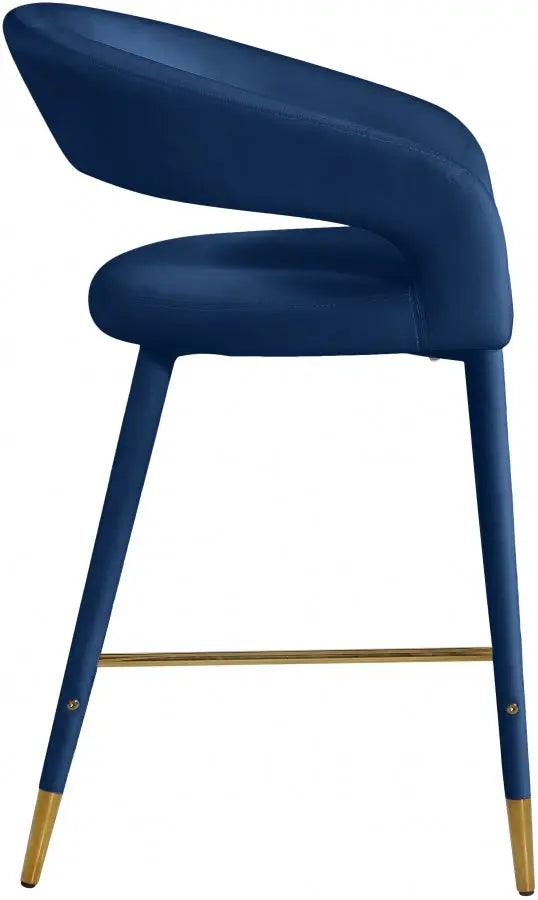 Destiny Velvet Stool In Navy - 540Navy-C - ATL FURNITURE