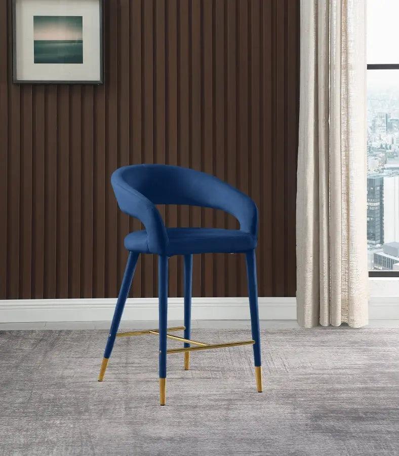 Destiny Velvet Stool In Navy - 540Navy-C - ATL FURNITURE