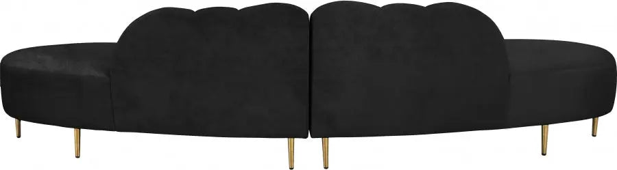 Divine Velvet 2 Piece Sectional In Black - ATL FURNITURE