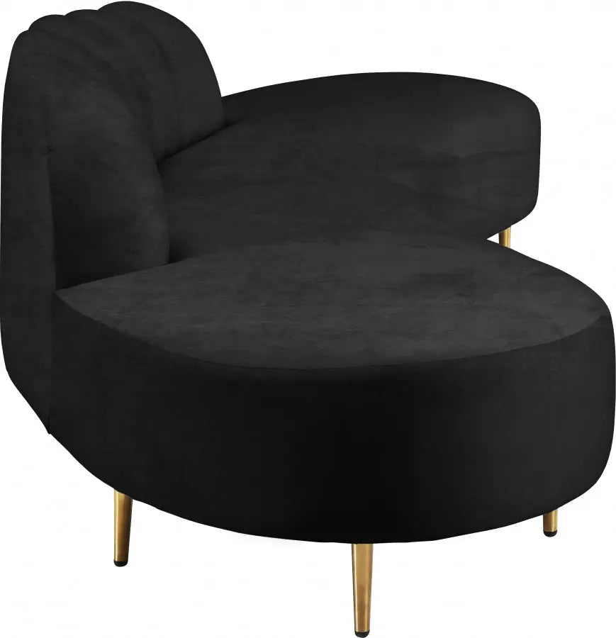 Divine Velvet 2 Piece Sectional In Black - ATL FURNITURE