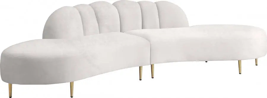 Divine Velvet 2 Piece Sectional In Cream - ATL FURNITURE