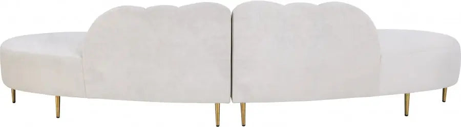 Divine Velvet 2 Piece Sectional In Cream - ATL FURNITURE