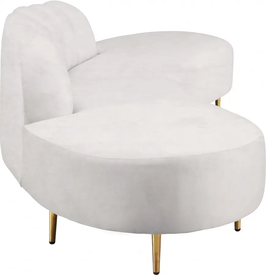 Divine Velvet 2 Piece Sectional In Cream - ATL FURNITURE