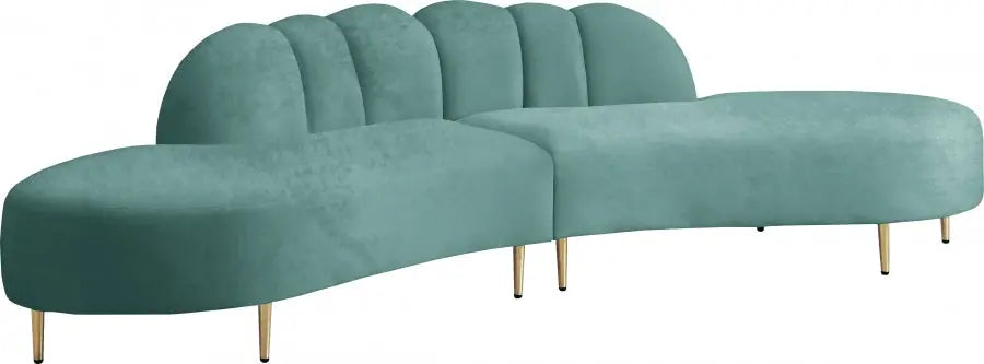 Divine Velvet 2 Piece Sectional In Mint - ATL FURNITURE