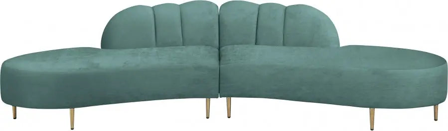 Divine Velvet 2 Piece Sectional In Mint - ATL FURNITURE