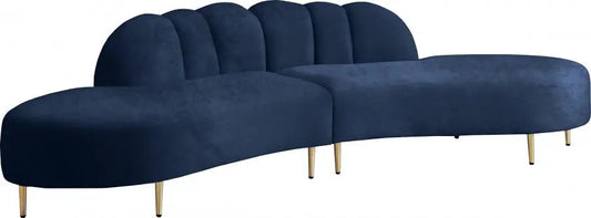 Divine Velvet 2 Piece Sectional In Navy - ATL FURNITURE