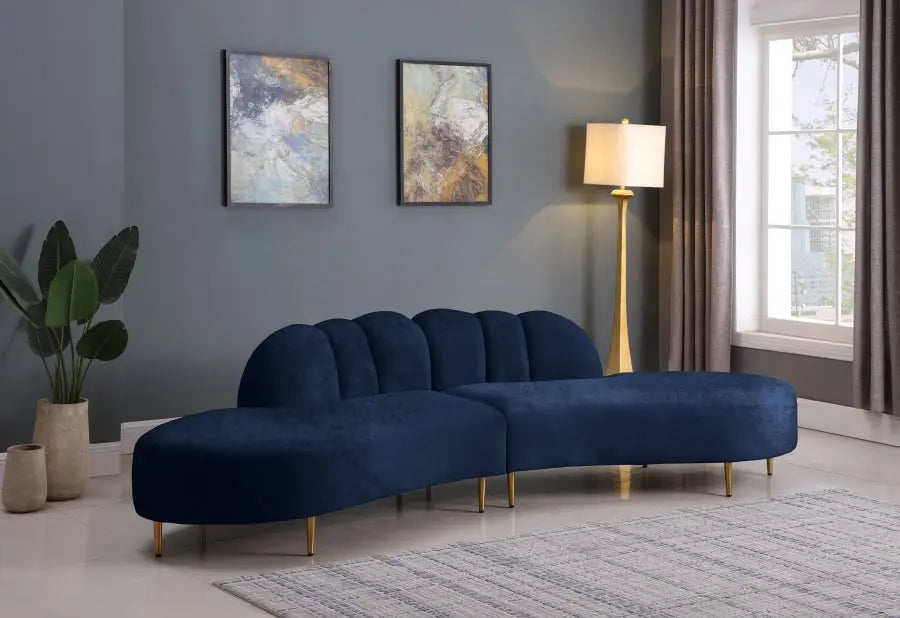 Divine Velvet 2 Piece Sectional In Navy - ATL FURNITURE