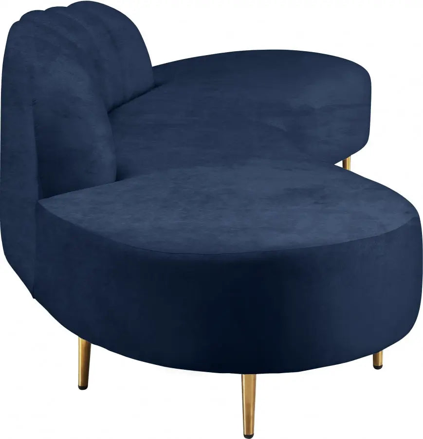 Divine Velvet 2 Piece Sectional In Navy - ATL FURNITURE