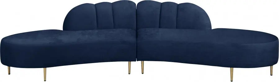 Divine Velvet 2 Piece Sectional In Navy - ATL FURNITURE