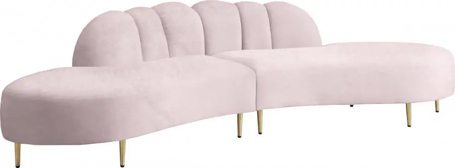 Divine Velvet 2 Piece Sectional In Pink - ATL FURNITURE