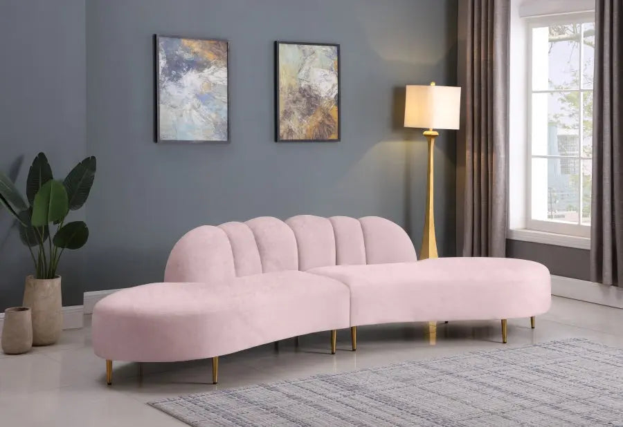 Divine Velvet 2 Piece Sectional In Pink - ATL FURNITURE