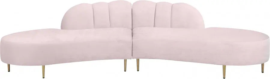 Divine Velvet 2 Piece Sectional In Pink - ATL FURNITURE