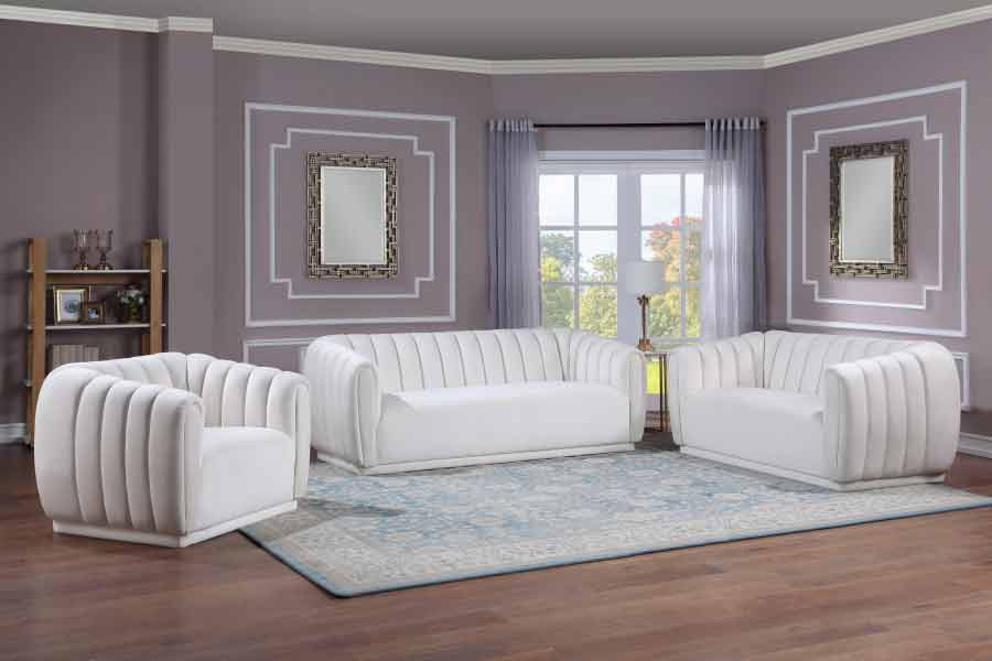 Dixie 3 Piece Living Room Set In Cream - ATL FURNITURE