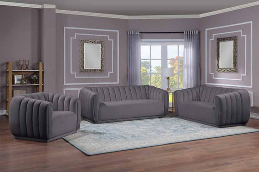 Dixie 3 Piece Living Room Set In Grey - ATL FURNITURE