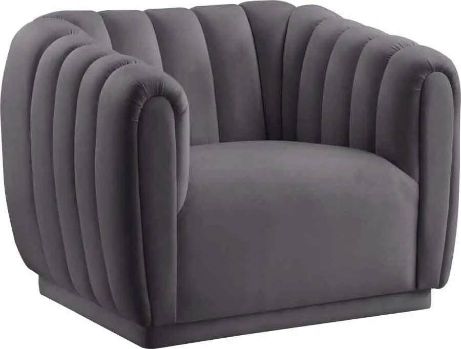 Dixie Velvet Chair In Grey - ATL FURNITURE